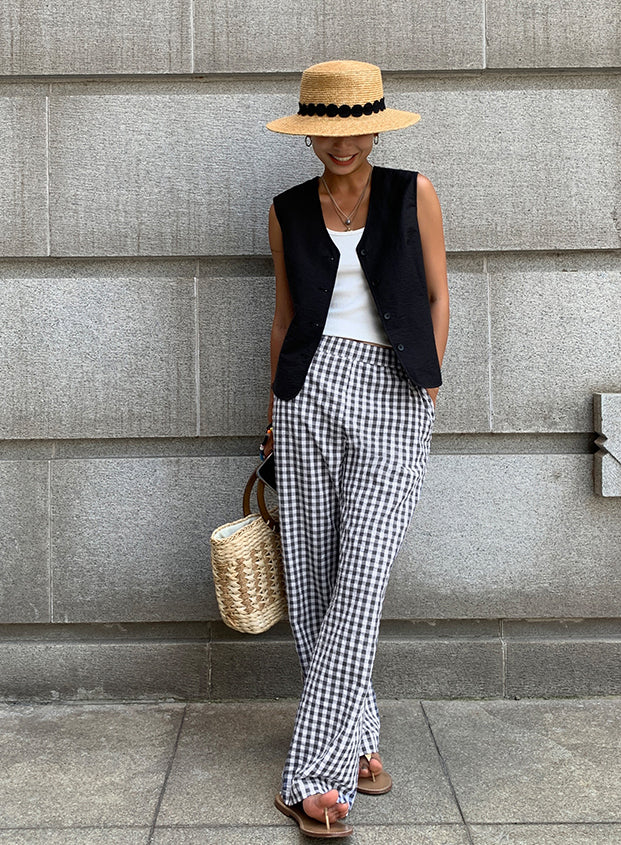 Aiertu  Casual Plaid Wide Leg Pants shopify