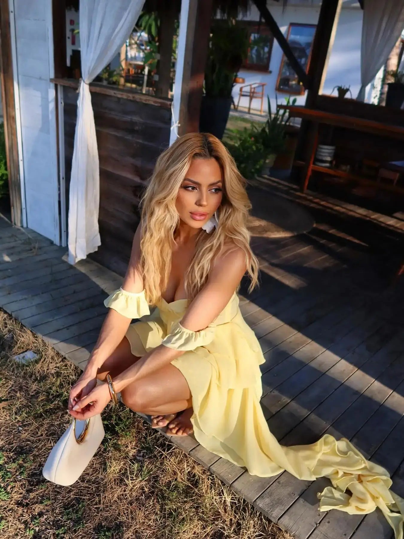 Aiertu  Ruffle Long Dress Women Summer Party Off Shoulder Dresses Ruched Cover Up Elegant Mini Vestidos Holiday Beach Robe Aiertu