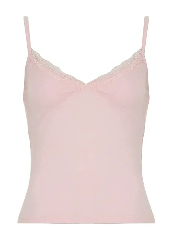 Aiertu  Lace Trim V-Neck Basic Cami Top Aiertu
