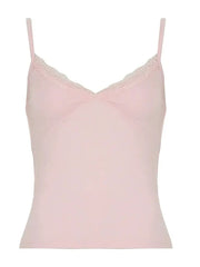 Aiertu  Lace Trim V-Neck Basic Cami Top Aiertu