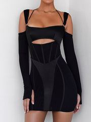 Aiertu Sexy Hollow Out Backless Mini Dress For Women Elegant Spaghetti Strap Bodycon Party Short Dresses Vestido Clubwear Aiertu