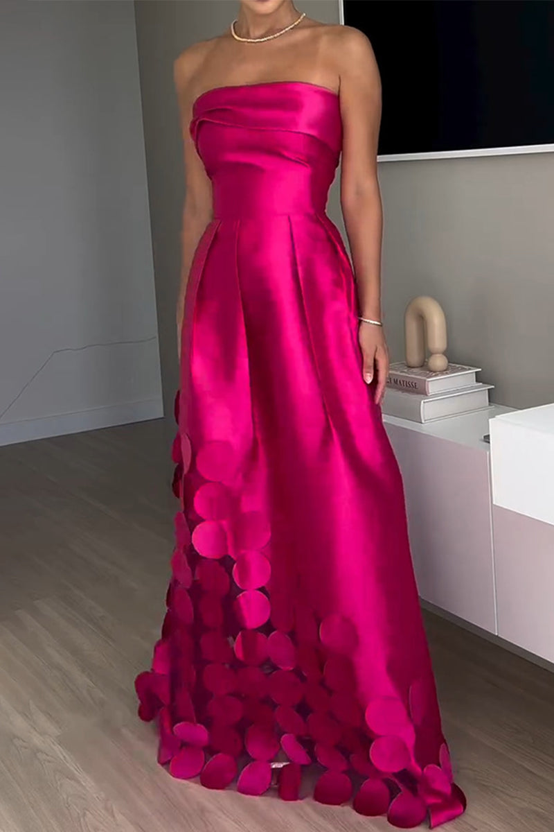 Aiertu  -Casual Prom Patchwork Ruched Strapless Evening Dresses aiertu