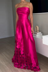 Aiertu  -Casual Prom Patchwork Ruched Strapless Evening Dresses aiertu