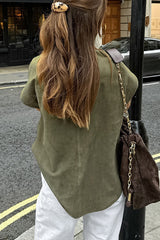 Aiertu  -Casual Buttons Turndown Collar Blouses aiertu