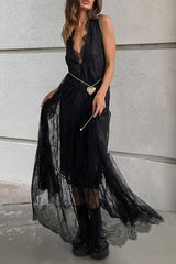 Aiertu  -Sexy Lace V Neck Lace Dress Dresses aiertu