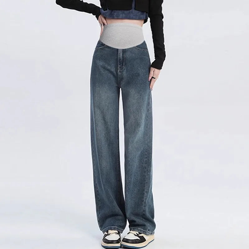 Aiertu Fashion Maternity Jeans Maternal Clothes for Pregnant Wide Leg Pants Belly Support Trousers Premama Clothing Pregnancy Aiertu