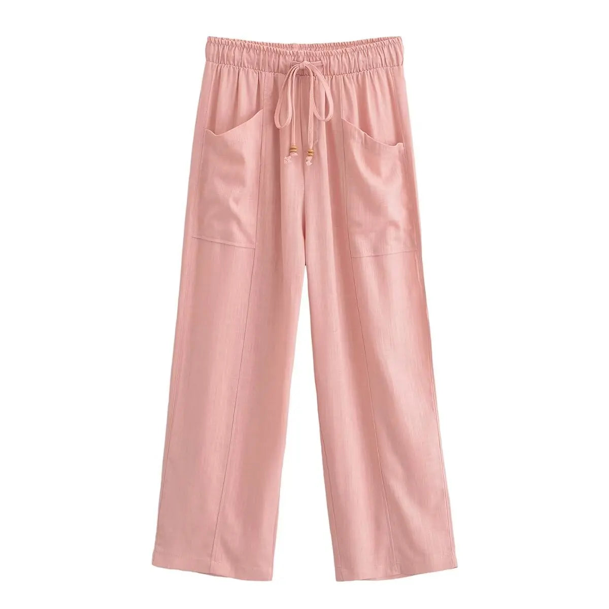 Aiertu  -  American hottie elastic high-waisted straight casual pants for women summer new linen blended bloomers Aiertu