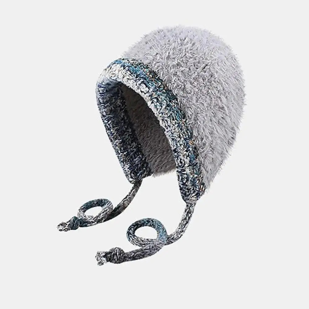 Aiertu  -  Plush Knitted Hat For Women New Autumn And Winter Thickened Warmth And Cold Resistant Woolen Hat Big Headed Cap Balaclava Hat Aiertu