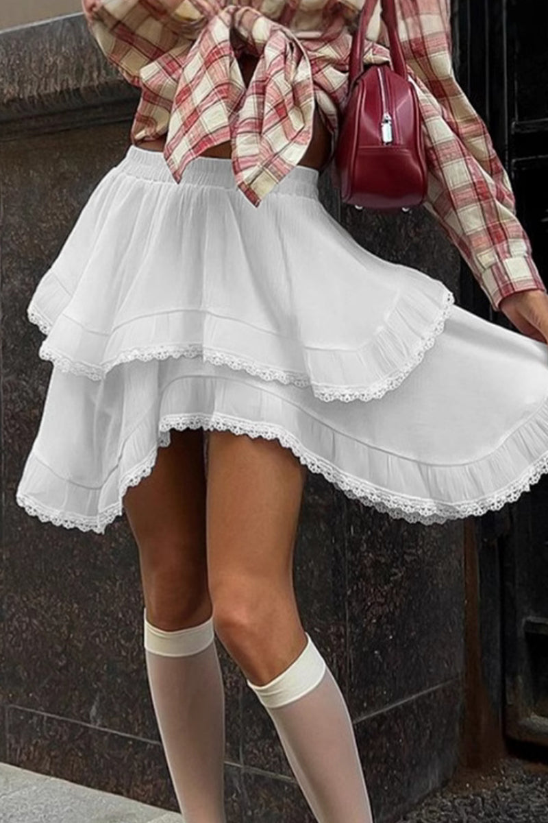 Aiertu  -Casual Daily Lace Irregular Loose High Waist Bottoms aiertu