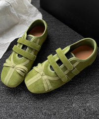 Aiertu  Casual Versatile Splicing Soft Flat Shoes Green Suede Aiertu