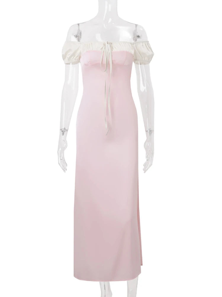 Aiertu  -  Fantoye Sexy Square Collar Bandage Women Dress Pink Puff Sleeve High Waist Dress Femme Summer French Elegant Party Clubwear 2026 Aiertu
