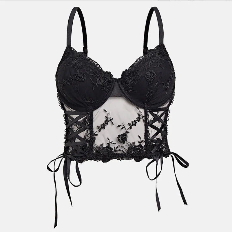 Aiertu  -  Women's Dark Gothic Lace Tank Top Jacquard Sexy Top Halloween Costume Bra Aiertu