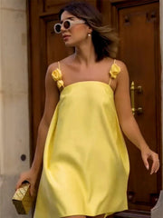 Aiertu  -  Summer 3D Floral Loose Slip Beach Dress Women Sexy Strapless Backless Mini Dress Lady Holiday Party Evening Dress Gown 2025 New Aiertu