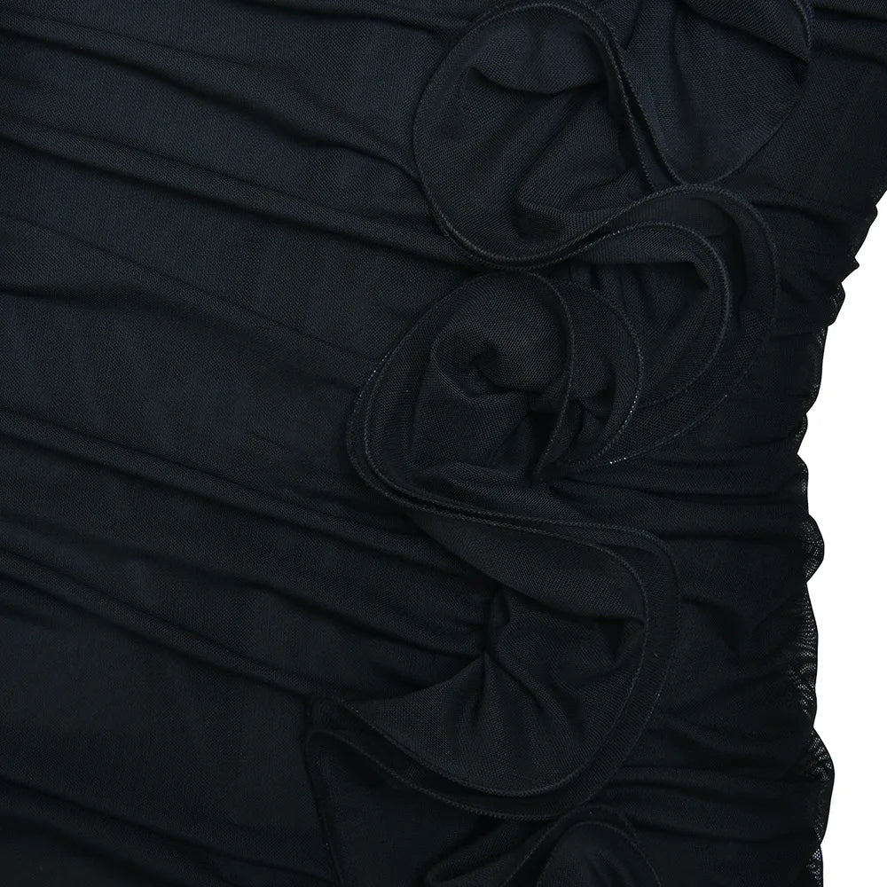 Aiertu  -  Chic Diagonal Collar Ruffles Asymmetrical Long Dress Women Summer One Shoulder Sleeveless Backless Split Vacation Party Dresses Aiertu