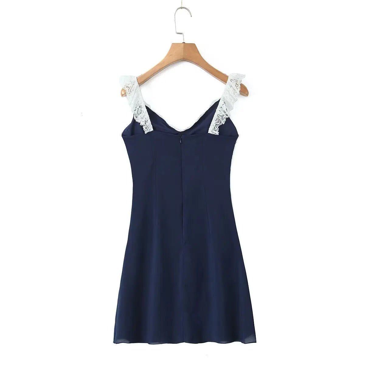 Aiertu  -  French pure sexy suspender dress female summer deep V-neck lace splicing hot girl short skirt Aiertu