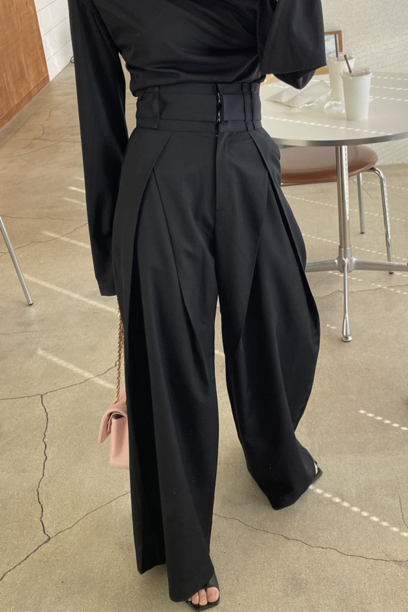 Aiertu  -Casual Pocket Loose High Waist Wide Leg Bottoms aiertu