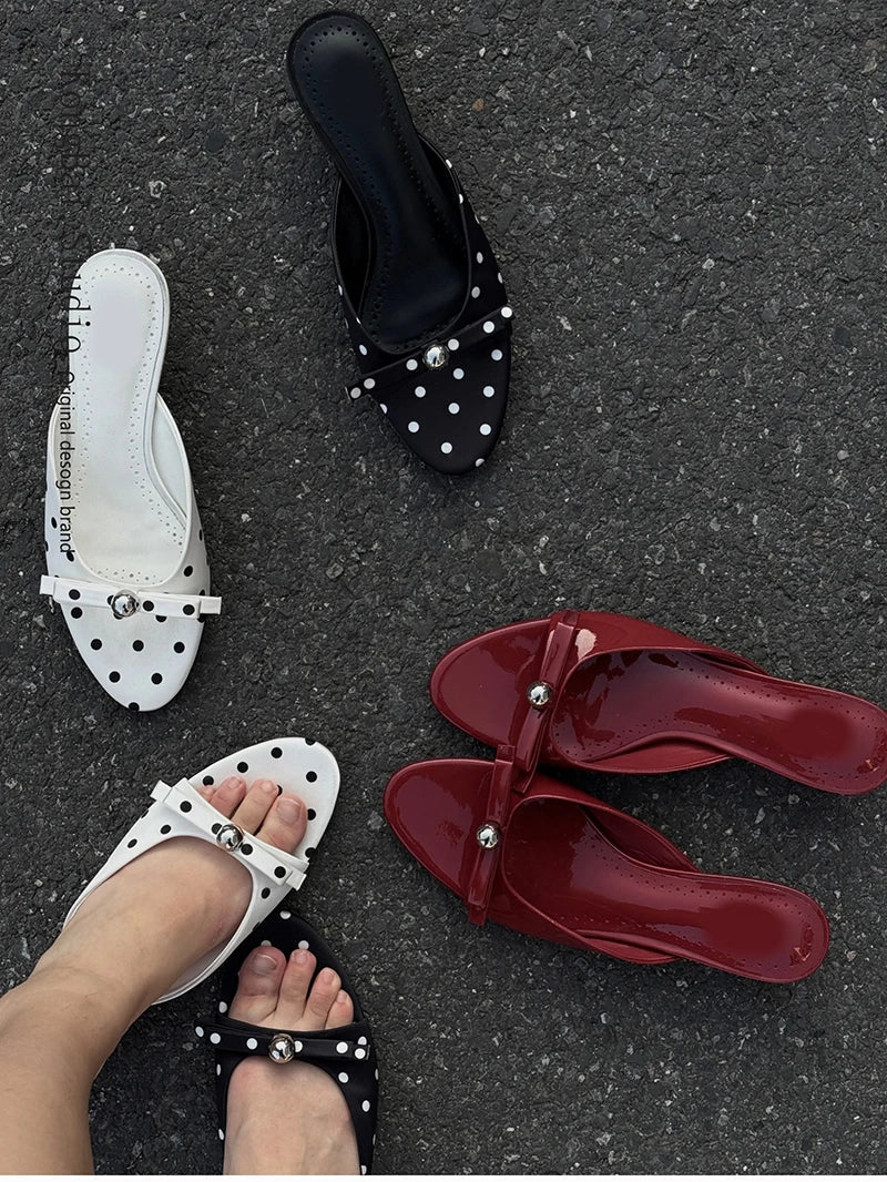 Aiertu  -   New Summer Thin Low Heels Slippers Women Fashion Butterfly-knot Open Toe Sandals Female Slides Shoes Aiertu