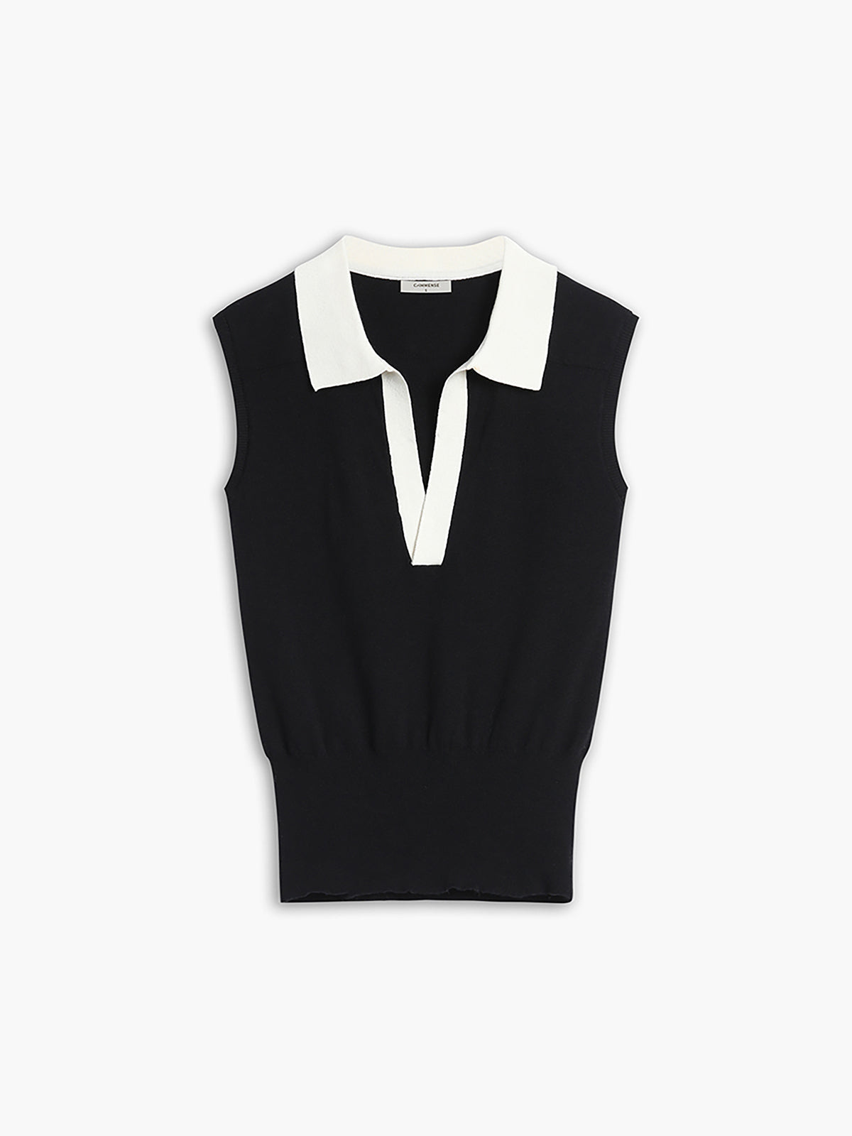 Aiertu  Contrast Trim Collar V-neck Knit Sweater Vest shopify