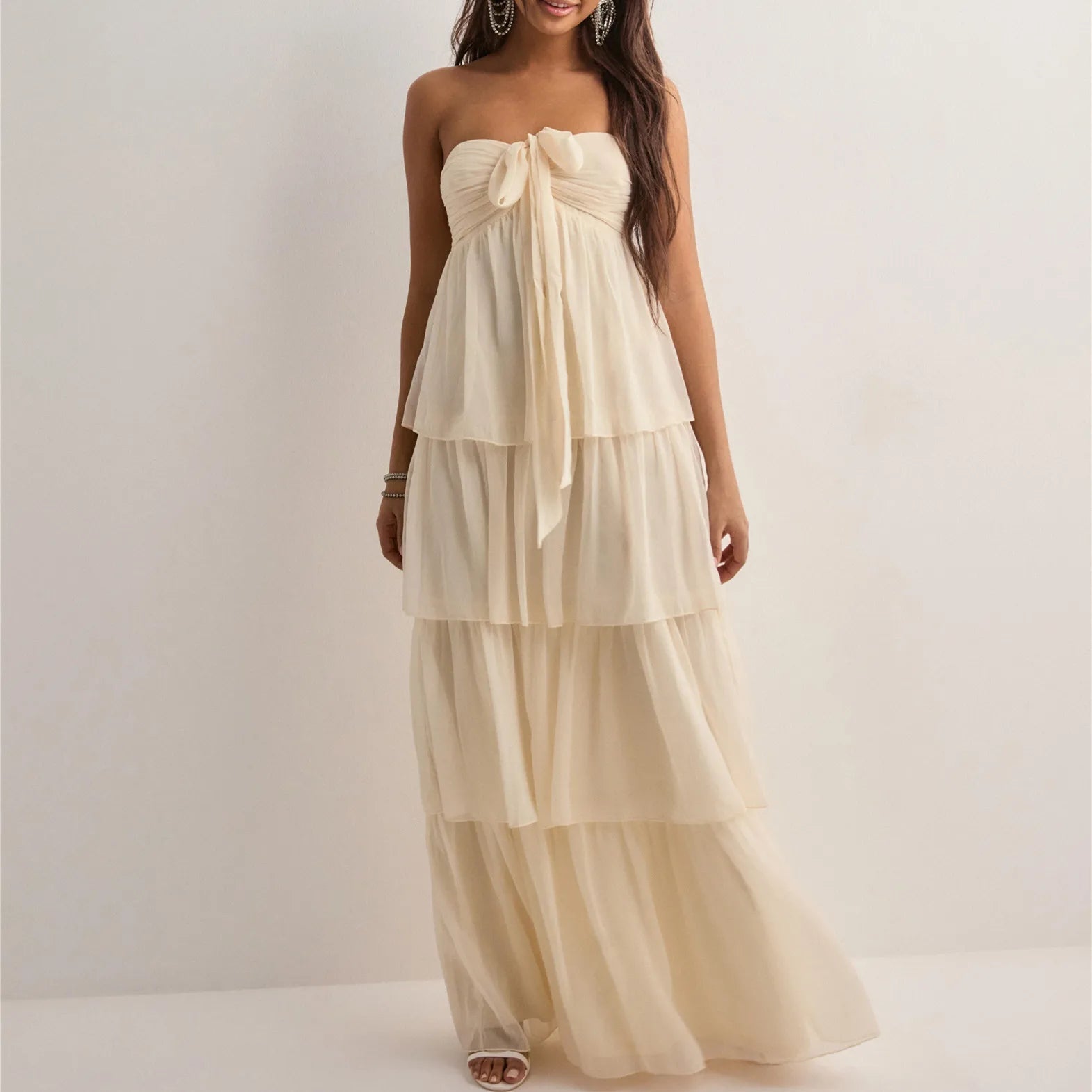 Aiertu  -  Women's Strapless Long Dress Fashion Sleeveless Tiered Hem Tube Dress Summer Beach Holiday Party Wedding Dress Aiertu