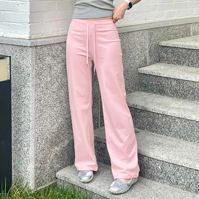 Aiertu  -  All-match Casual Pants Women Streetwear Drawstring Knitted Pants Autumn Basic Trousers Concise Slacks Sporty Sweatpants Aiertu