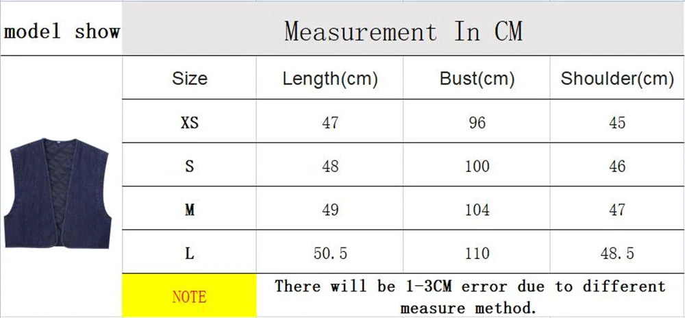 Aiertu  -  Casual Solid Denim Cotton Vest for Women 2024 Autumn Winter V-Neck Sleeveless Short Tops Female Waistcoat Streetwear Aiertu