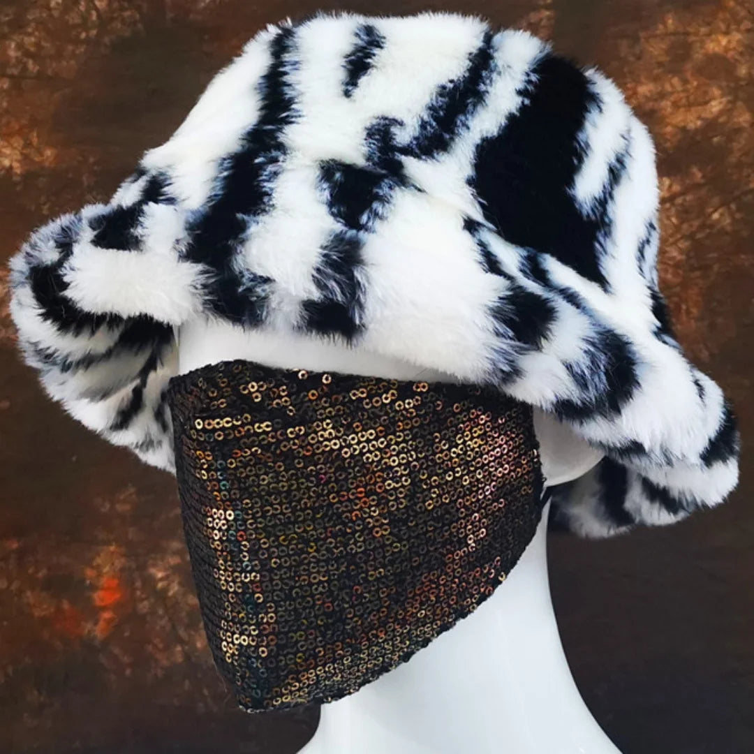 Aiertu  -  Winter 58-60cm XL Faux Fur Bucket Hat For Women Outdoor Warm Luxury Oversize Fisherman Hat Girl Trendy Party Long Fur Panama Cap Aiertu