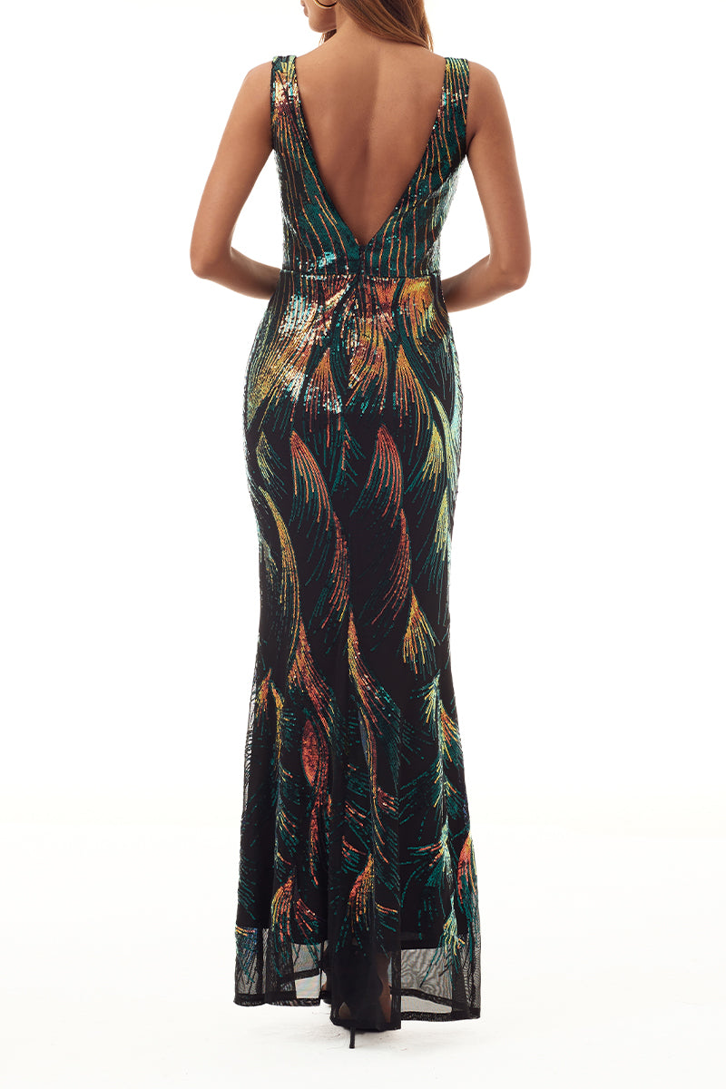 Aiertu  -  Elegant College Color Block Contrast V Neck Evening Dress Dresses Aiertu