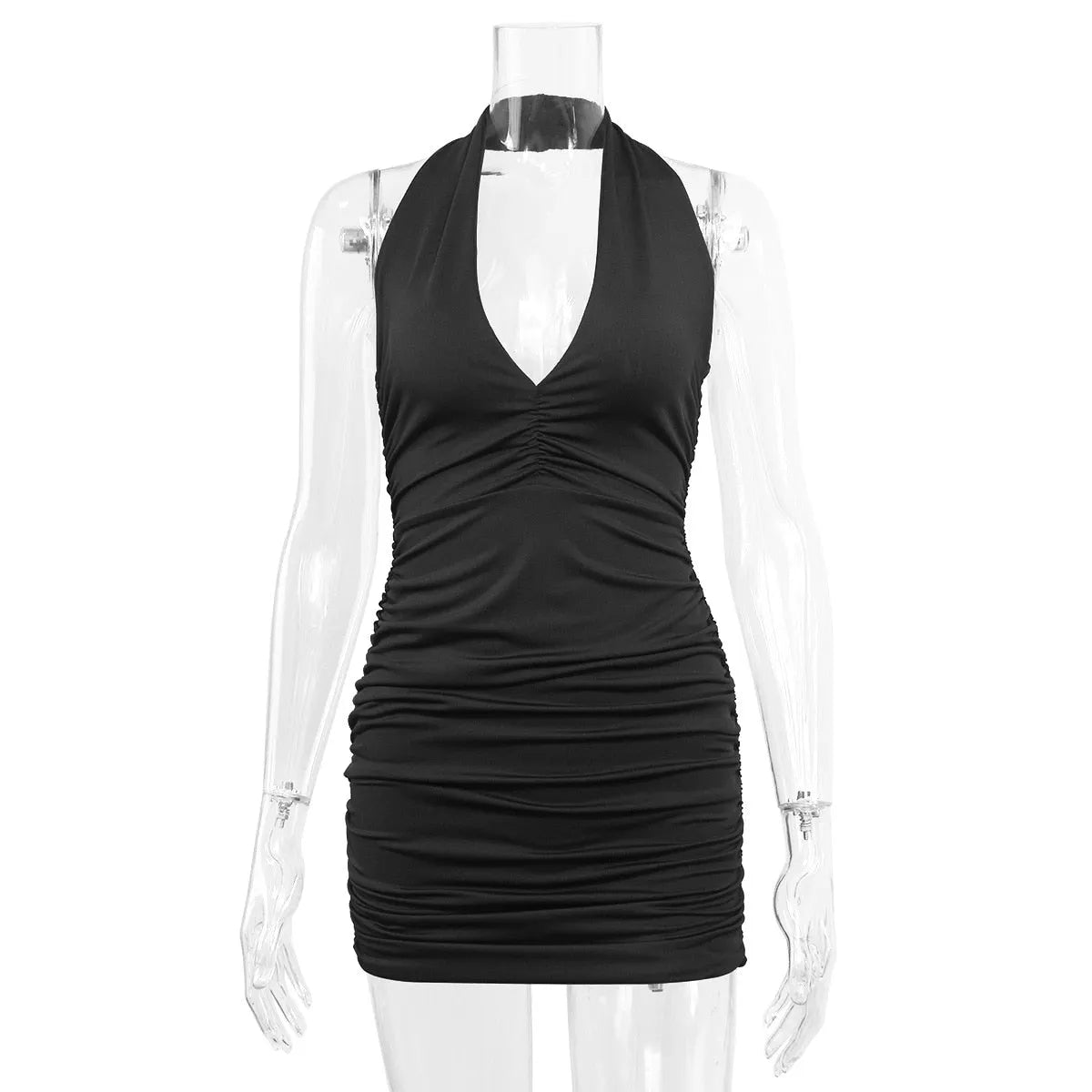 Aiertu Sexy Ruffle V Deep Evening Party Dress 2025  Summer Short White Halter  Dresses Women Tight Club Mini Dress Clubwear Aiertu