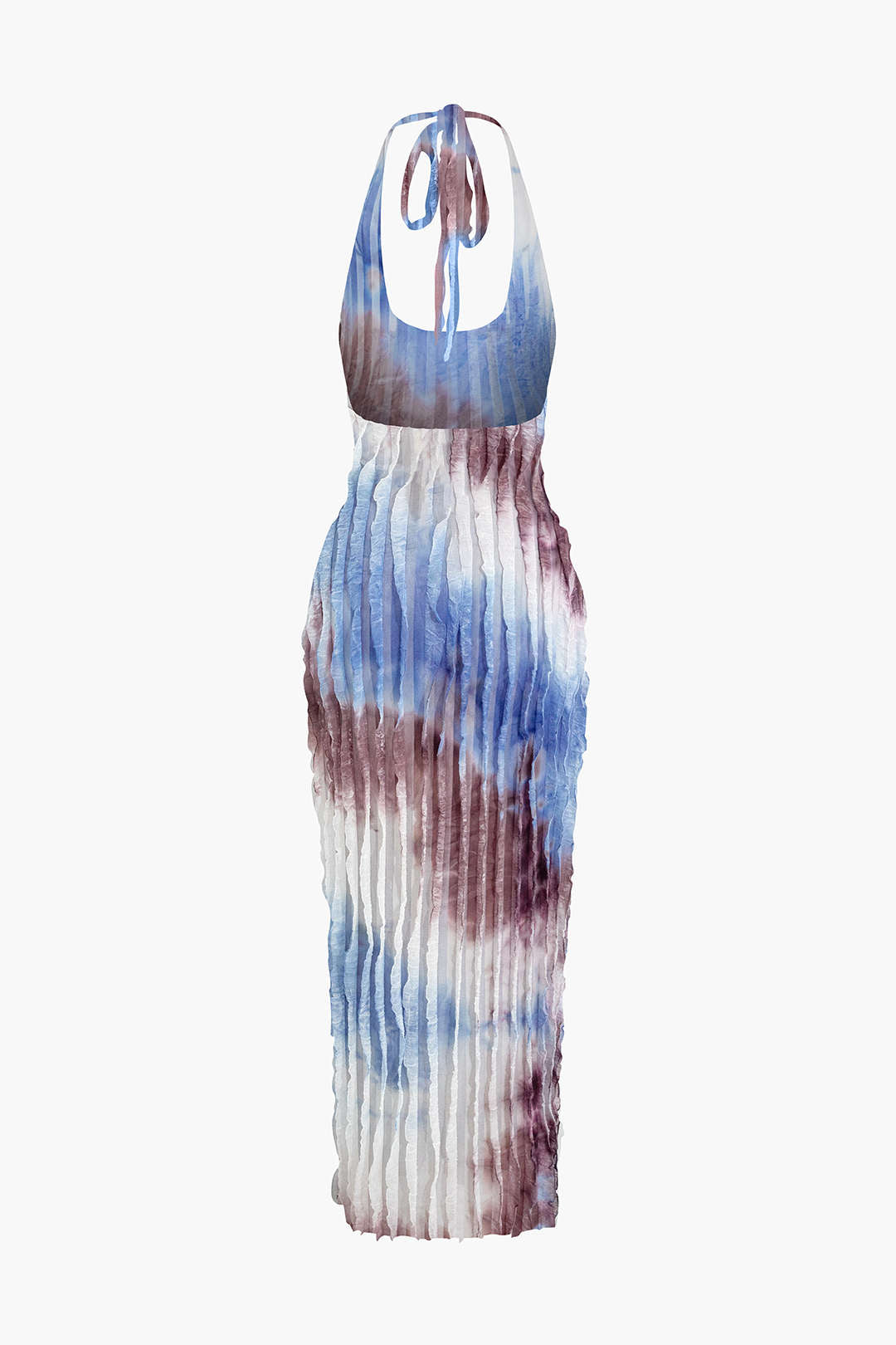 Aiertu  Sheer Ruffle Texture Halter Backless Maxi Dress Aiertu