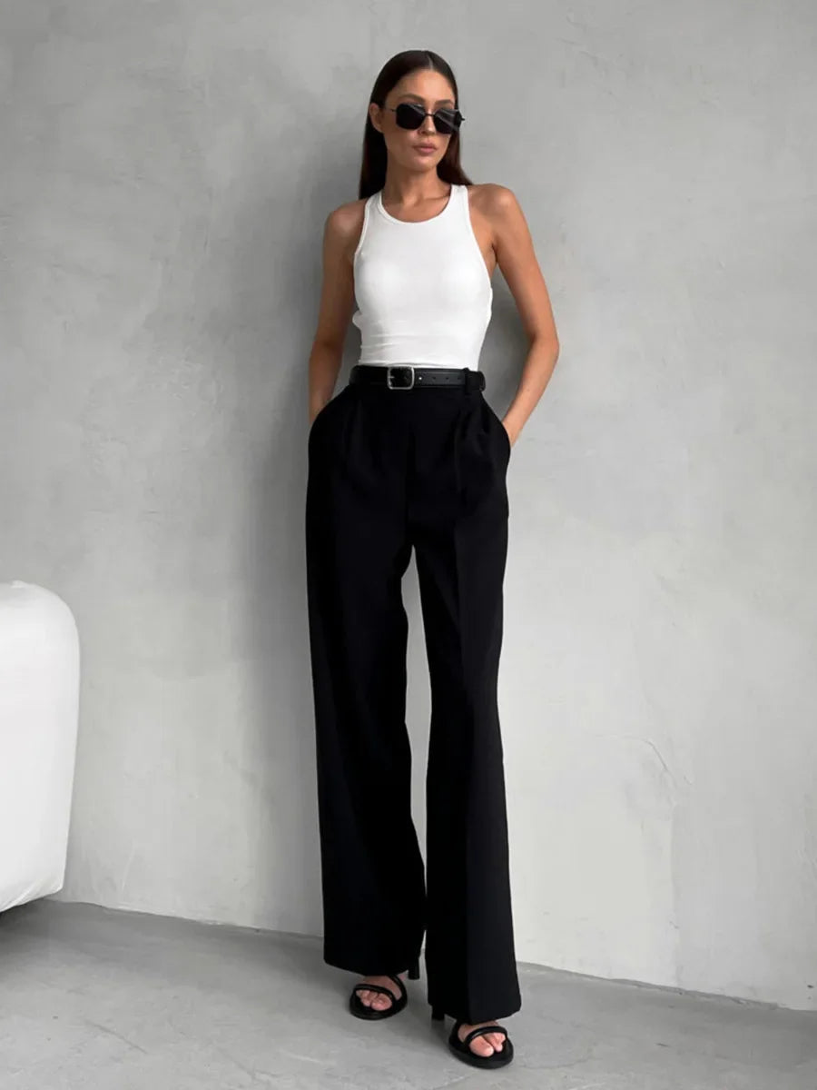 Aiertu  -  Summer New Loose High Waisted Pants Spring Women's Office Lady Retro Wide Leg Pants Temperament Slim Fit Suit Pants Aiertu