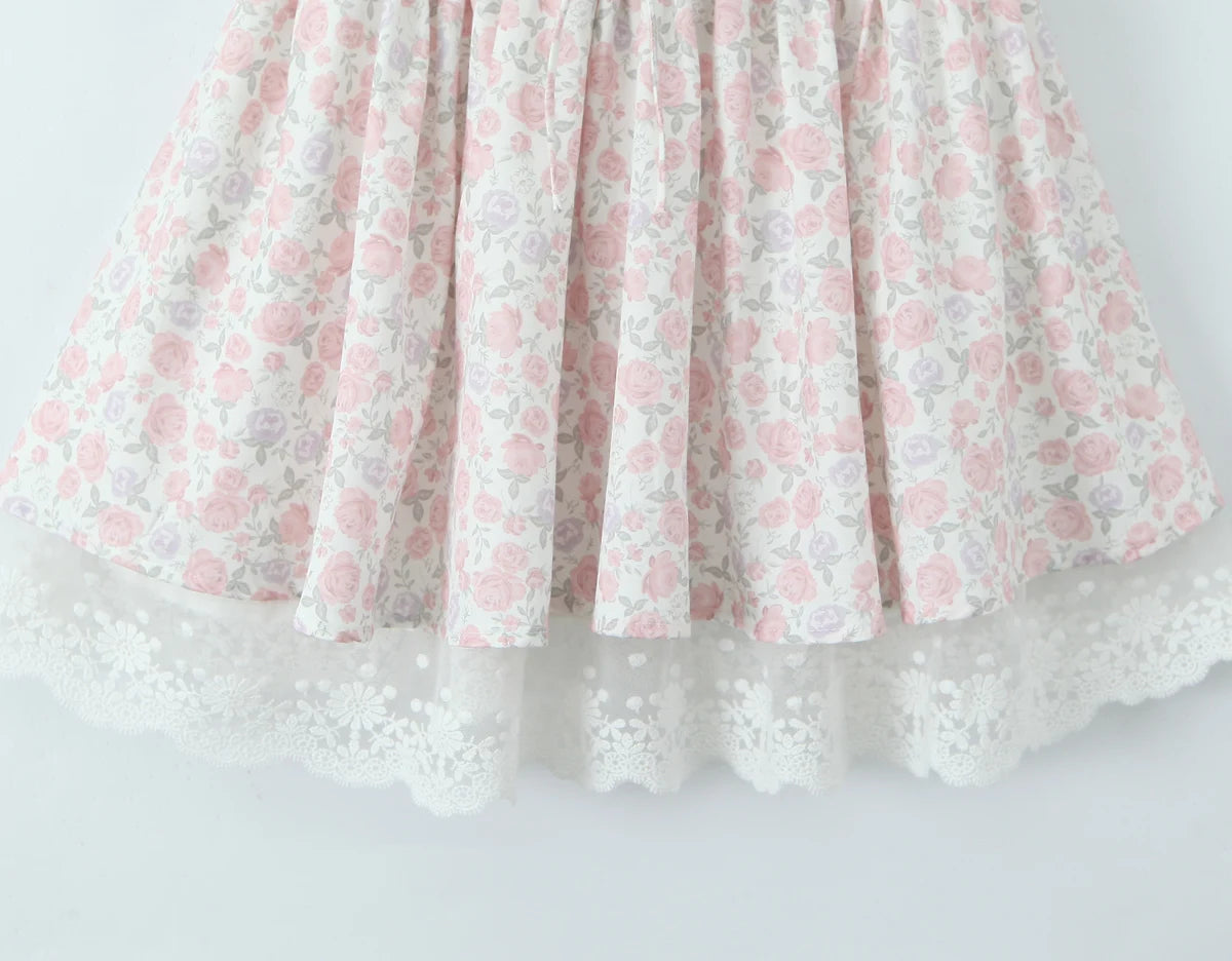 Aiertu  -  Sweet Floral Print Front Cross Lacing Up Front Slim Elastic Low Waist Tank Dress Women Swing A-lined Sling Dresses Robe Aiertu