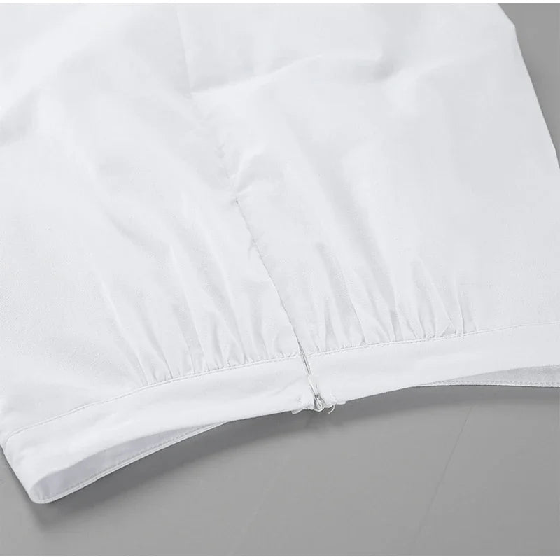 Aiertu  -  Solid Cotton Linen Elastic High Waist Maxi Skirt Elegant Ankle-length Pleated A-line Skirts Fashion Mid-calf Length Skirts Aiertu