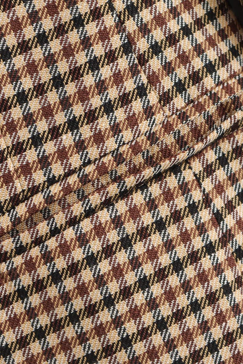 Aiertu  -Casual Plaid Buttons Patchwork Contrast Turn-back Collar Outerwear aiertu