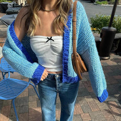 Aiertu  -  Womens Oversized Cardigan Sweaters Cable Knit Lantern Long Sleeve Open Front Cardigans Y2k Aesthetic Coat Outwear Aiertu