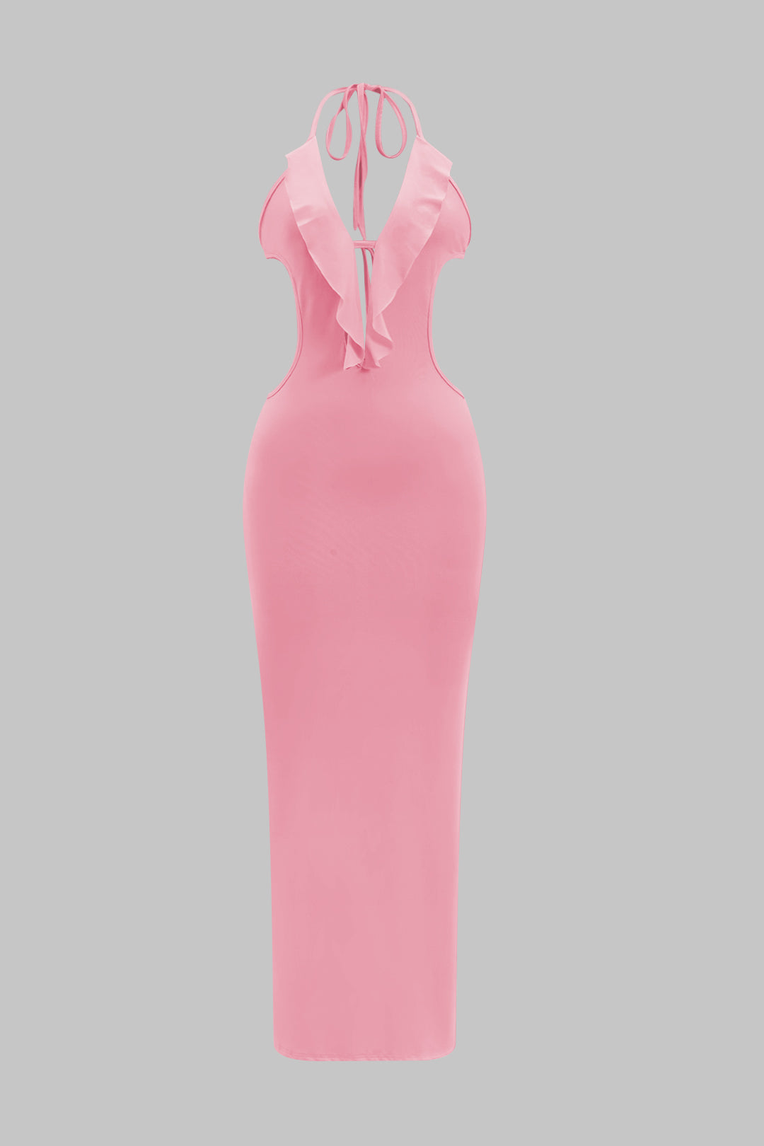 Aiertu  -Ruffle Cut Out Tie Up Backless Maxi Dress aiertu