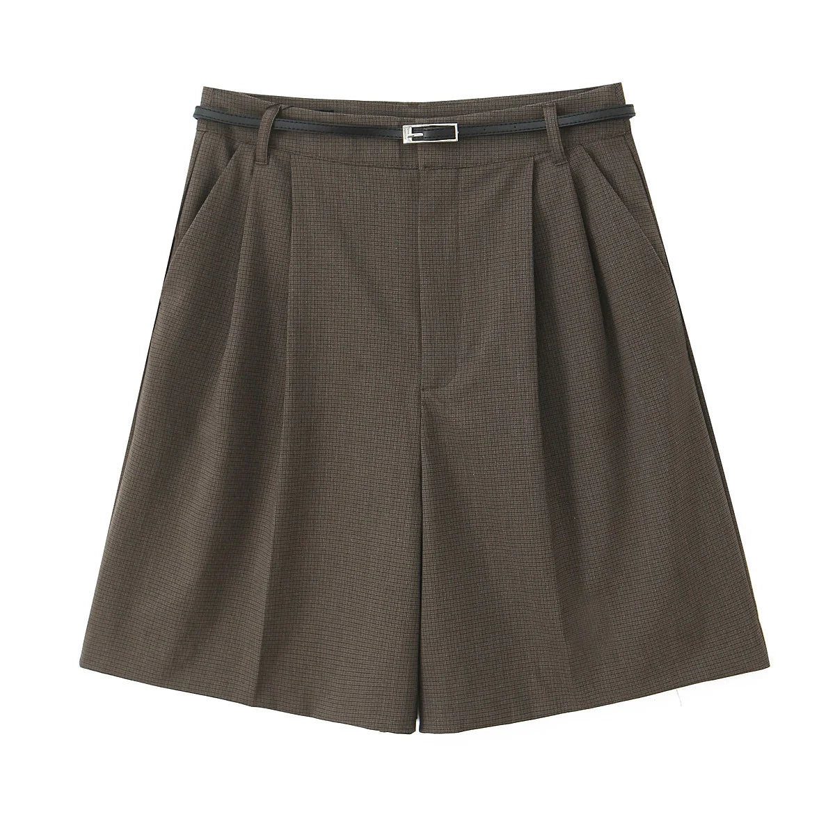Aiertu  -  European and American style fashion all-match belt pleated all-match casual shorts women's new straight wide-leg suit shorts Aiertu
