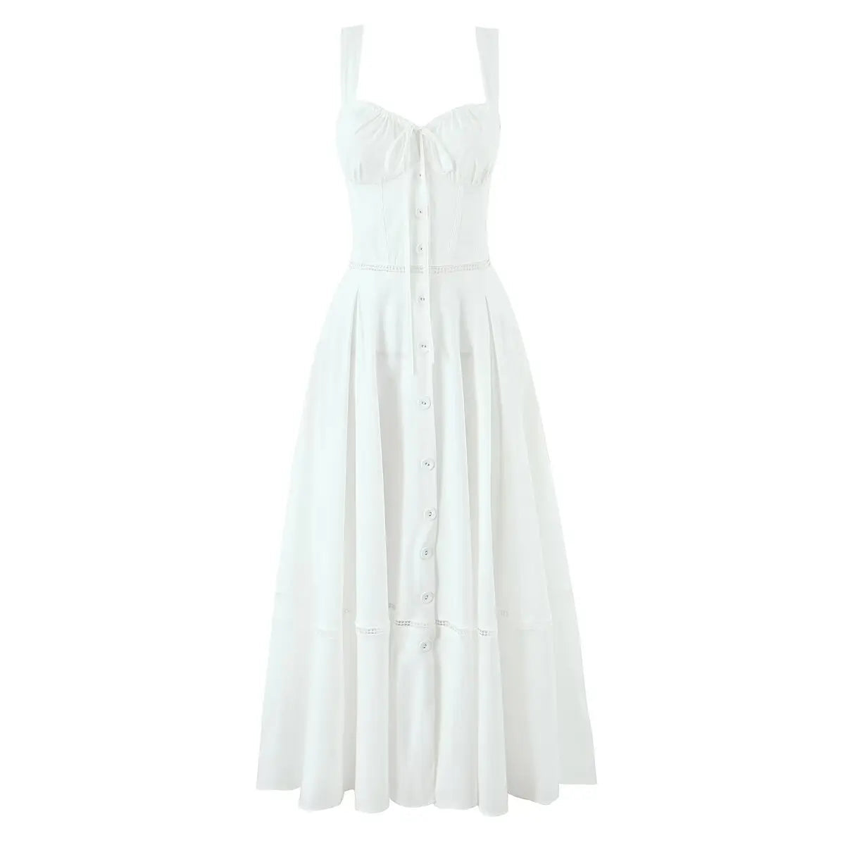 Aiertu  -  Women Corset Style Sling  Summer Dresses 2026 Lace Up Bandage Back A-line Midi Dress White Elegant Party Robe Aiertu