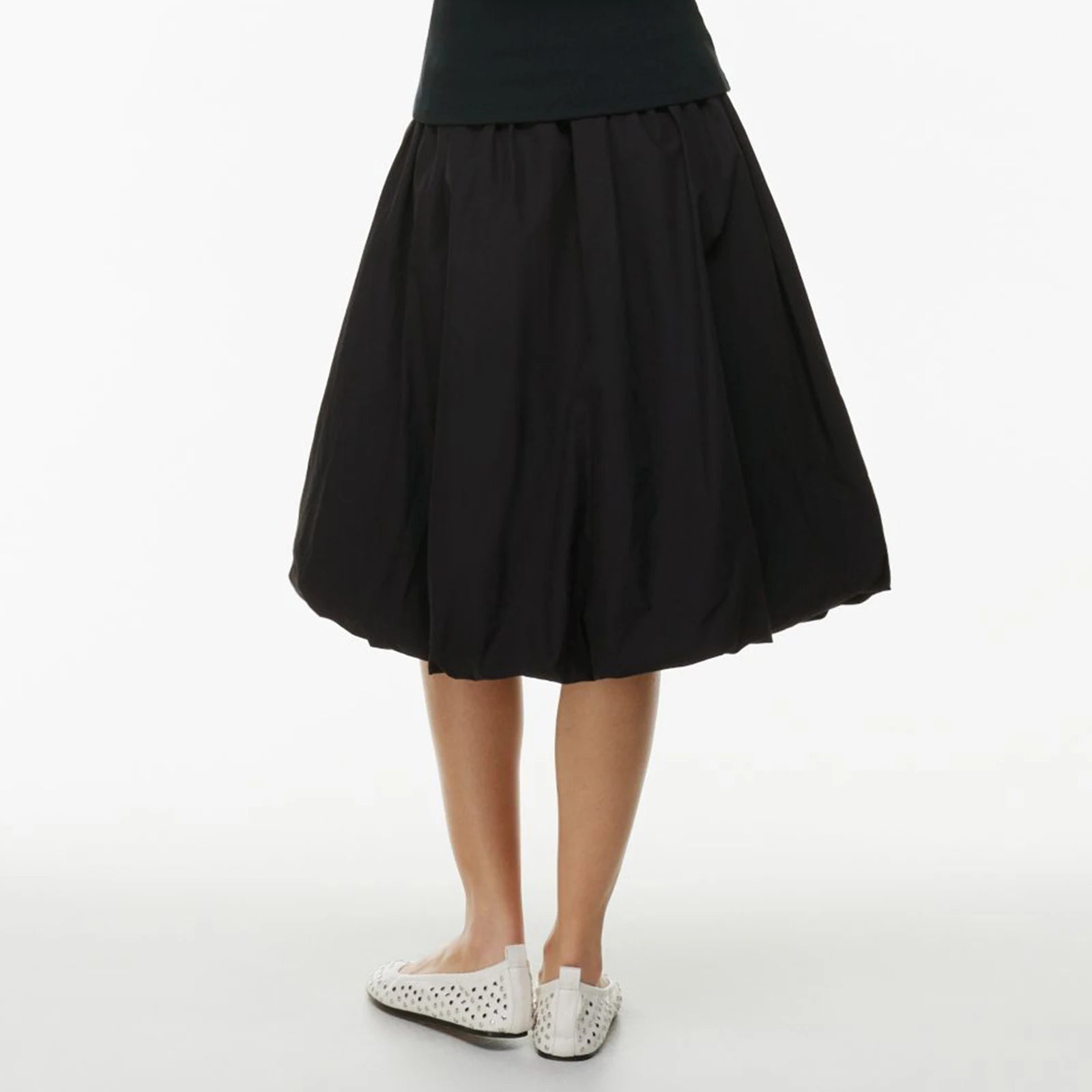 Aiertu  -  Women Bubble A-Line Skirt Casual Summer Solid Color Elastic Waist Gothic Midi Skirt for Beach Vacation Club Streetwear Aiertu