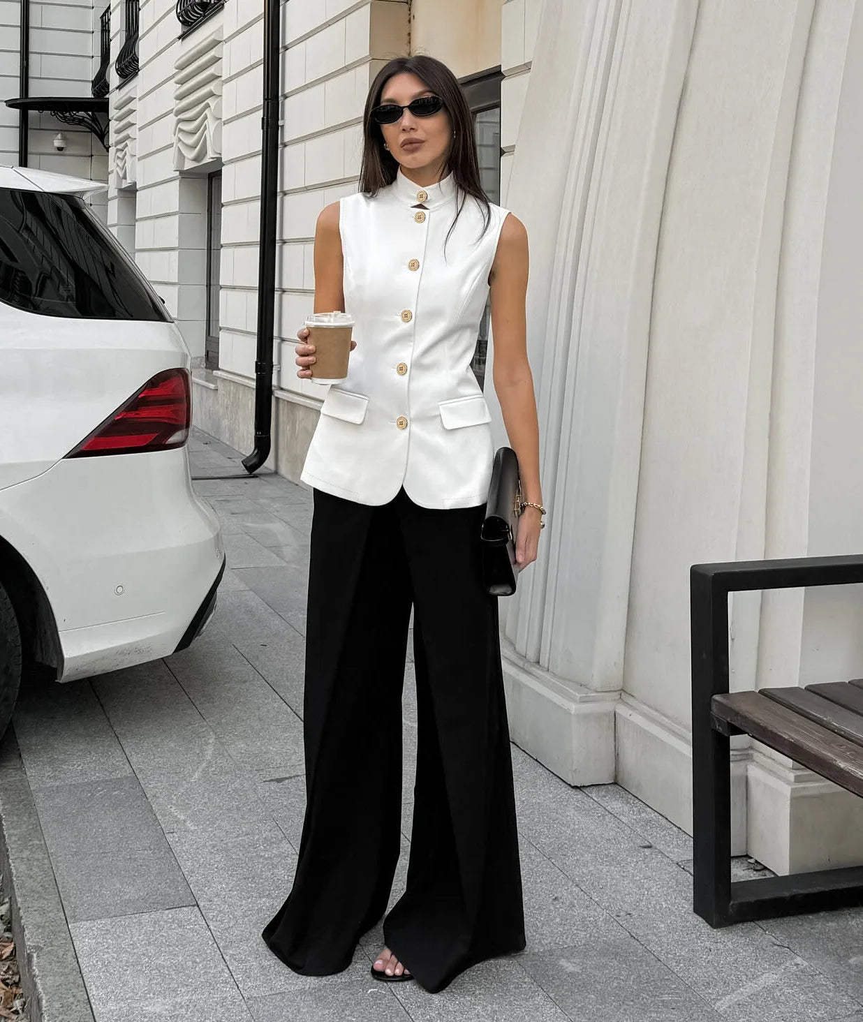 Aiertu  -  New Summer Women Vest Shirt Elegant Office Lady Tops Female Sleeveless White Shirt Stand Collar White Slim Tank 여성나시 Aiertu