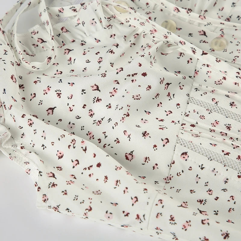 Aiertu  Sweet Floral Print Cute Prairie Chic Women Causal Shirts Summer Fashion Trendy Japan Style Blouses Aiertu