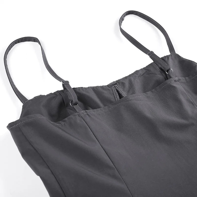 Aiertu  -  Y2k Aesthetic Slash Neck Solid Women Dress Vintage Grunge Slim Harajuku Sexy Zipper Dresses Pleated Streetwear Vestidos De Mujer Aiertu