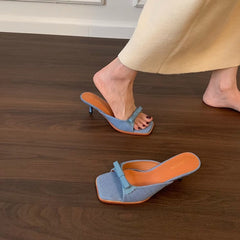 Aiertu  Shoes Womens Slippers Outdoor Square Toe Slides Heeled Mules Fashion High Luxury Scandals High-Heeled Shoes Lady Square Toe Ladi Aiertu