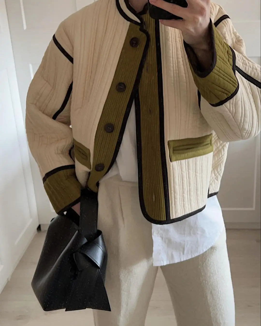 Aiertu  -  Fashion Contrast Single Breasted Stand Collar Women's Jacket Elegant Pocket Long Sleeve Coats 2026 Autumn Lady Chic Outerwear Aiertu