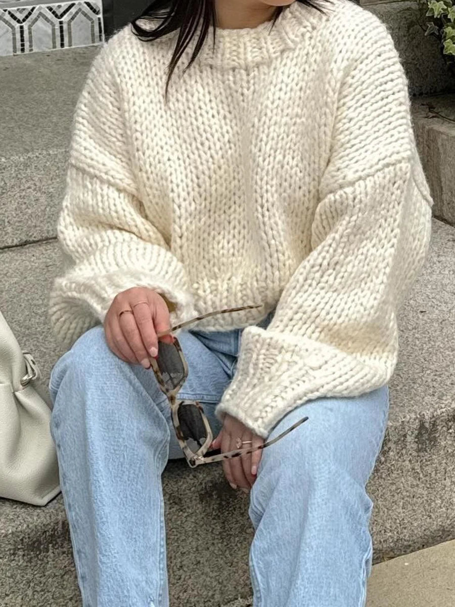 Aiertu  -  Color Striped Patchwork Sweater Women Round Neck Long Sleeve Cropped Jumpers Autumn New Casual Fashion Knitted Pullover Top 2026 Aiertu