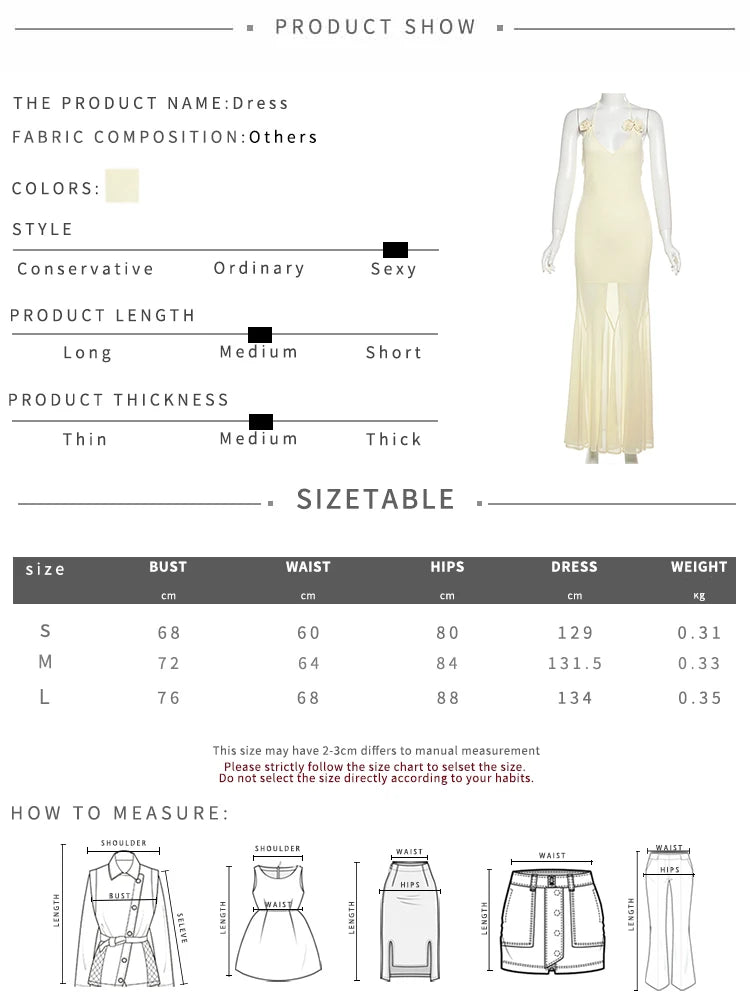 Aiertu  -  Elegant 3d Flower Maxi Dress Women Patchwork Low-Neck Halter Bandage Backless Sleeveless Vacation Summer Trend Vestidos Aiertu