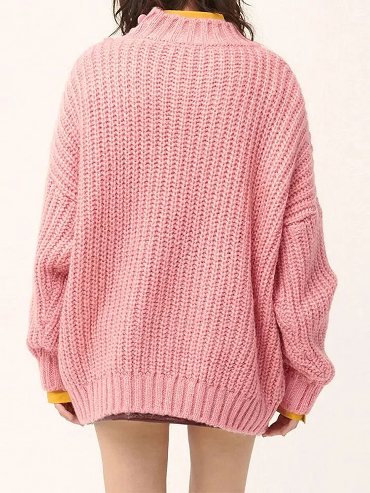 Aiertu  -  Warm Twist Thick Knitted Sweater Women Fashion Long Sleeve Pullover Autumn Winter Chic Solid Femme Knitwear Soft Knitwear Tops Aiertu