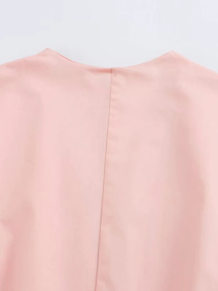 Aiertu  -  Women Sumemr Pleated 2-Pieces Sets Fashion Solid Poplin Blouses Tops and Trousers Female Elegant Street Two Suits Clothing Aiertu
