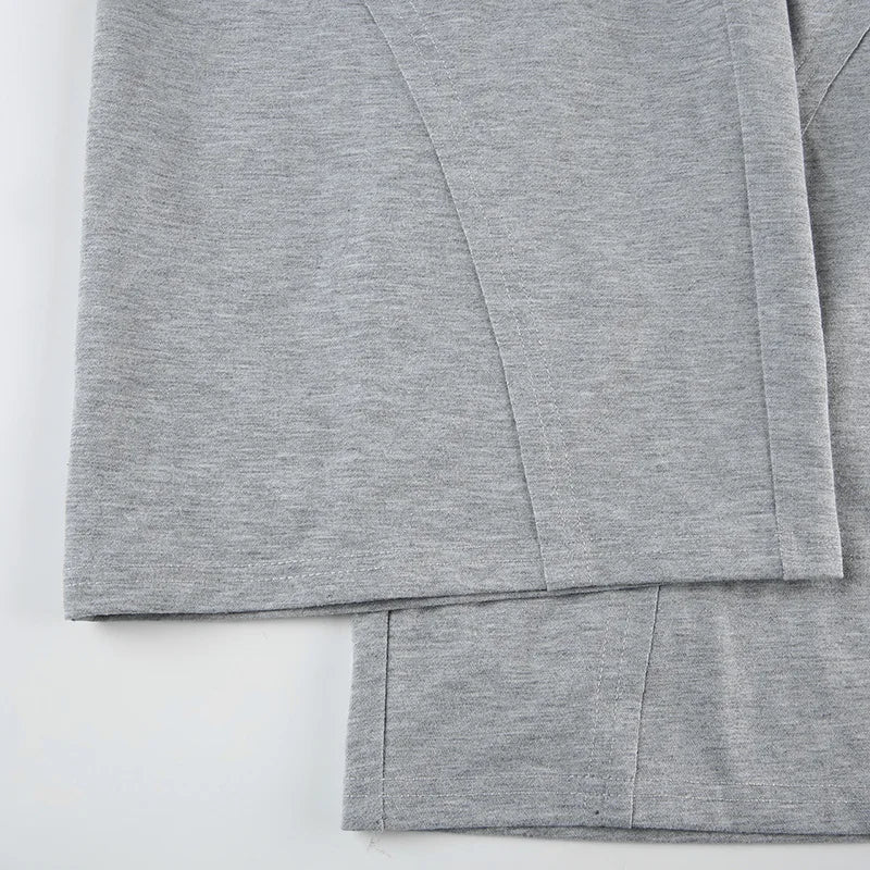 Aiertu  -  2025 New Harajuku Korean Style Gray Loose Wide Leg Trousers Street Joggers Stylish Chic Split Patchwork Women Baggy Pants Aiertu