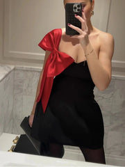Aiertu  -  Off-shoulder Bow Sleeve Sexy Mini Dress For Women Robe Fashion Strapless Backless Evening Club Party Dress Elegant Aiertu