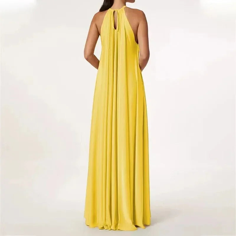 Aiertu  -  Solid Color Halter Long Dress Women's Swimwear Summer Elegant Bikini Suit Cutout Sleeveless Vacation Luxury Beach Swimsuits Aiertu